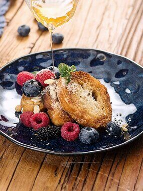 Blue Ceramic Porcelain Salad or Dessert Plates in Blue - Set of 4